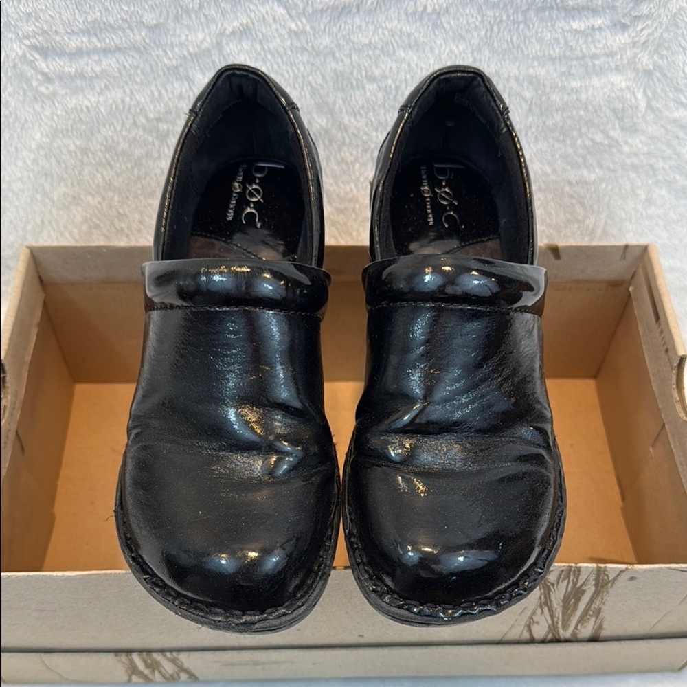 b.o.c Born Concept “Peggy” Black Patent Leather Slip-Ons with box.